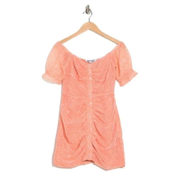 Walter Baker Beverly‎ Off-The-Shoulder Ruched Leopard-Print Crepe Mini Dress 10 - Picture 10 of 12